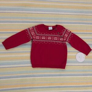 ⭐ NEW NWT Edgehill Collection Red Festive Holiday Fair Isle Sweater 6 Months